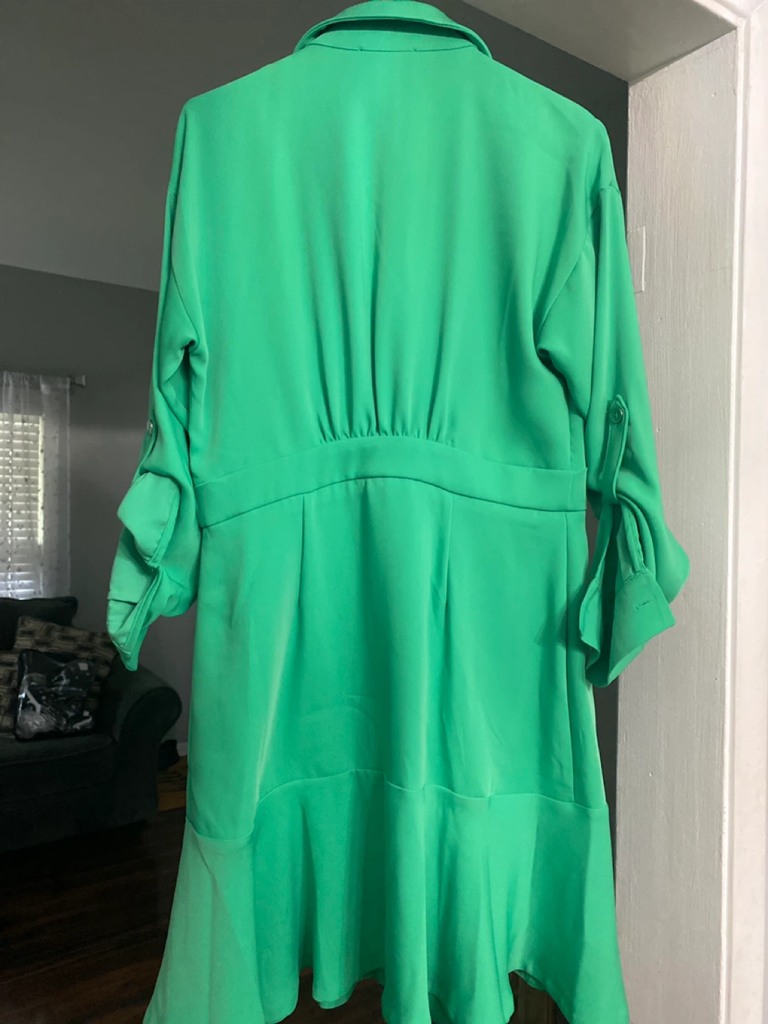 Karl Lagerfeld Paris Green Double-Breasted Shirt Dress Size 8 - photo 4