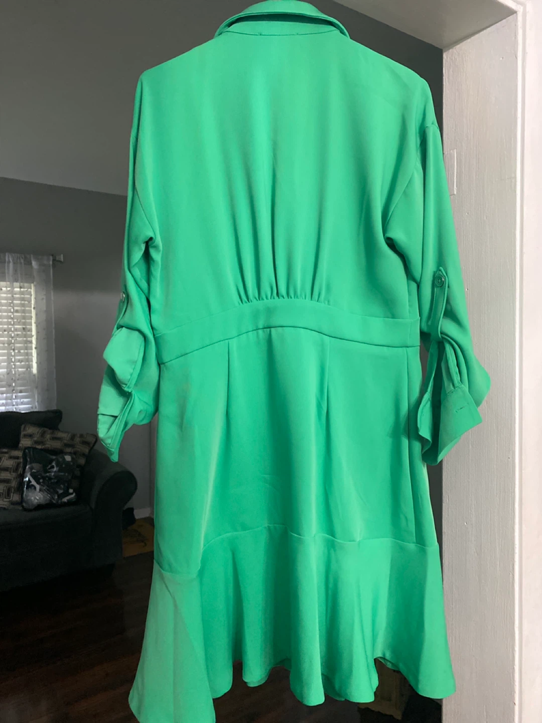 Karl Lagerfeld Paris Green Double-Breasted Shirt Dress Size 8 - photo 3