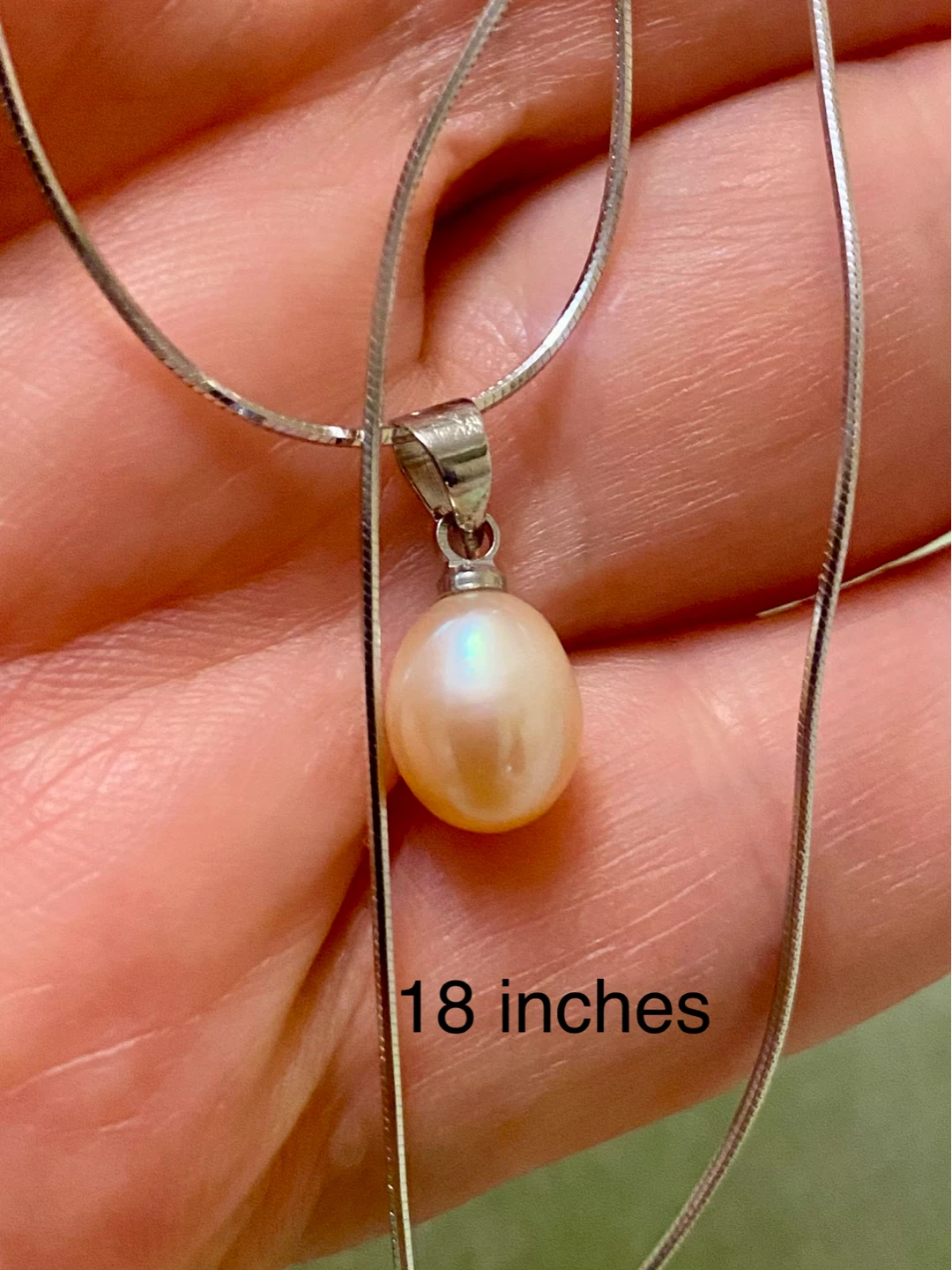 Sterling Silver 925 Necklace with Pearl Pendant, 18 inches - photo 2