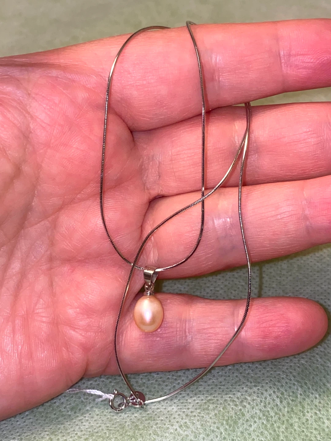 Sterling Silver 925 Necklace with Pearl Pendant, 18 inches