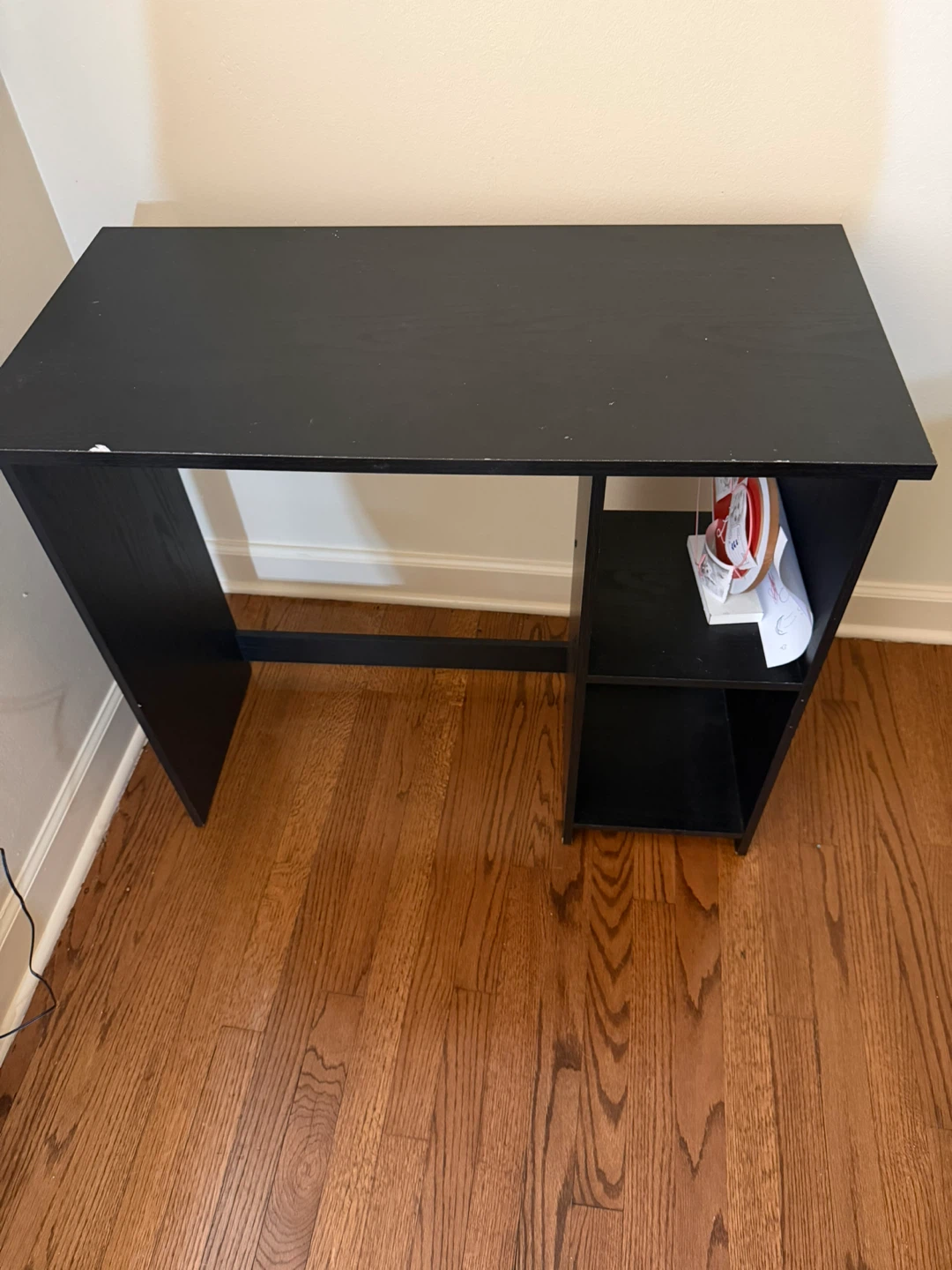 Black Compact Desk with Shelves