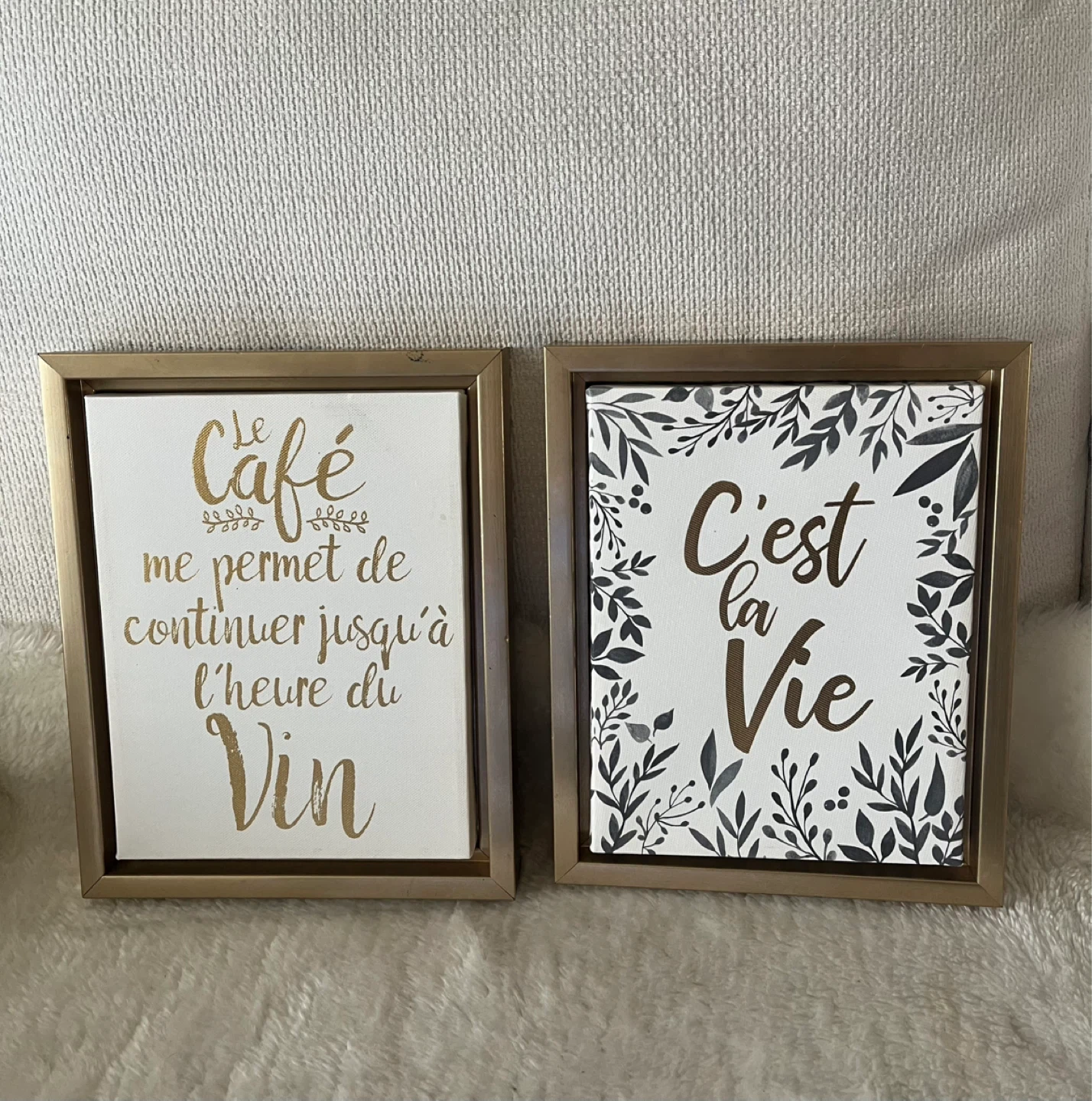 Framed Canvas Wall Art Set - French Phrases