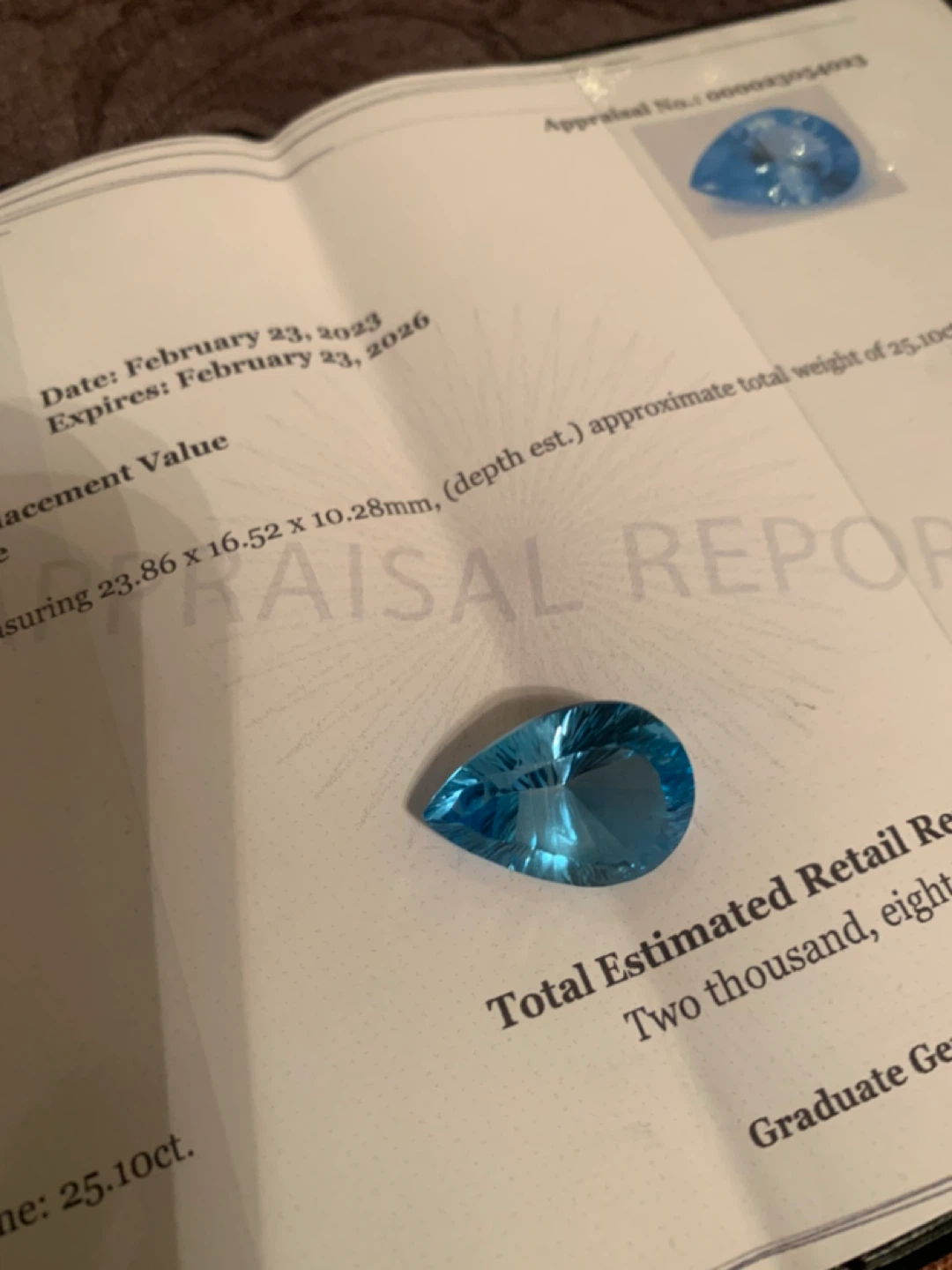 Natural Blue Topaz Gemstone - 25.10ct