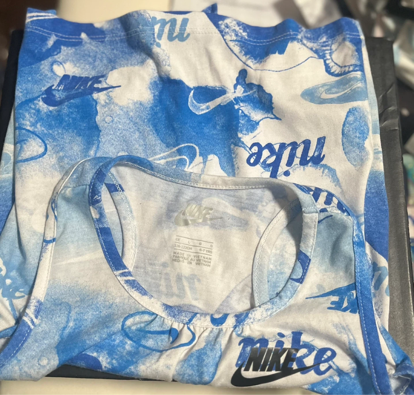 Nike Blue White Abstract Print Tank Top 6-7 years kids - photo 2