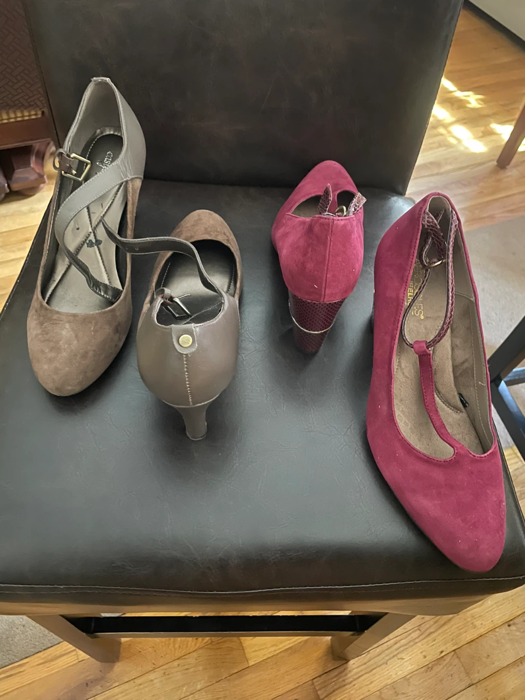 Easy Spirit Heels - Brown & Pink Suede