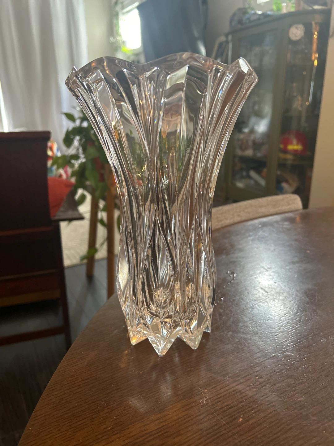 Vtg Celebrations By Mikasa Lead Crystal Clear Glass Flower Vase
