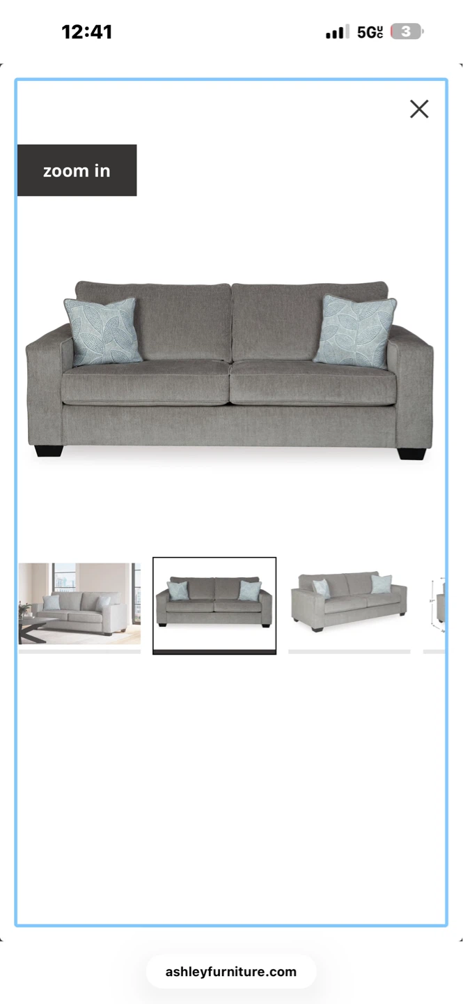 Grey Fabric Sofa with Accent Pillows - photo 2