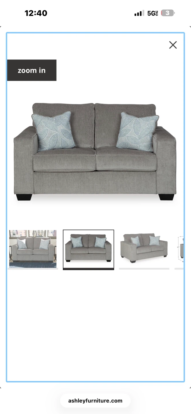 Grey Fabric Sofa with Accent Pillows