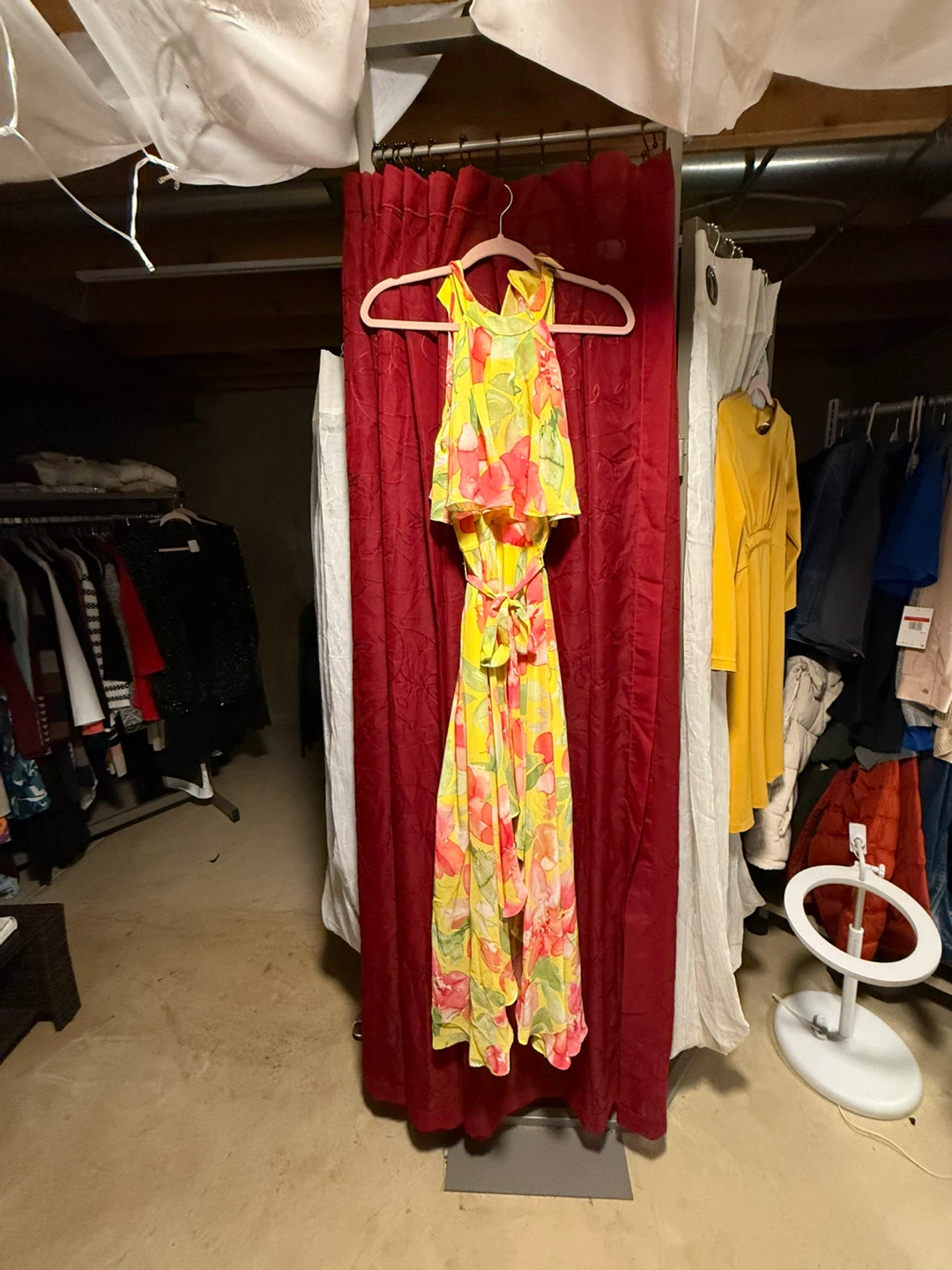 Yellow floral maxi dress with halter neck - photo 2