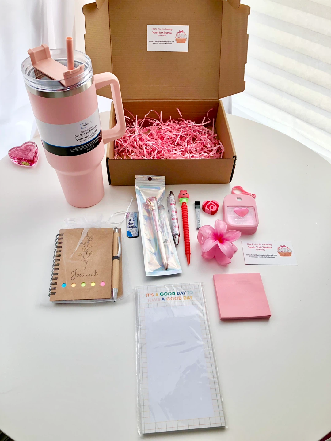 Pink Tumbler and Stationery Set