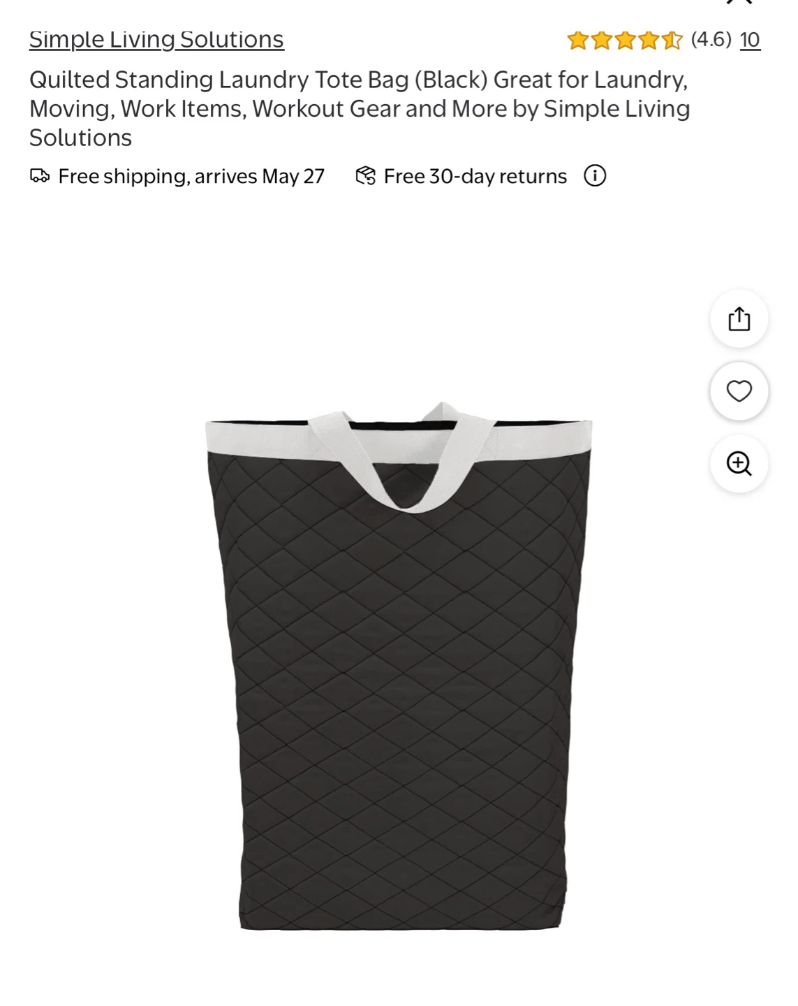 Quilted Standing Laundry Tote Bag