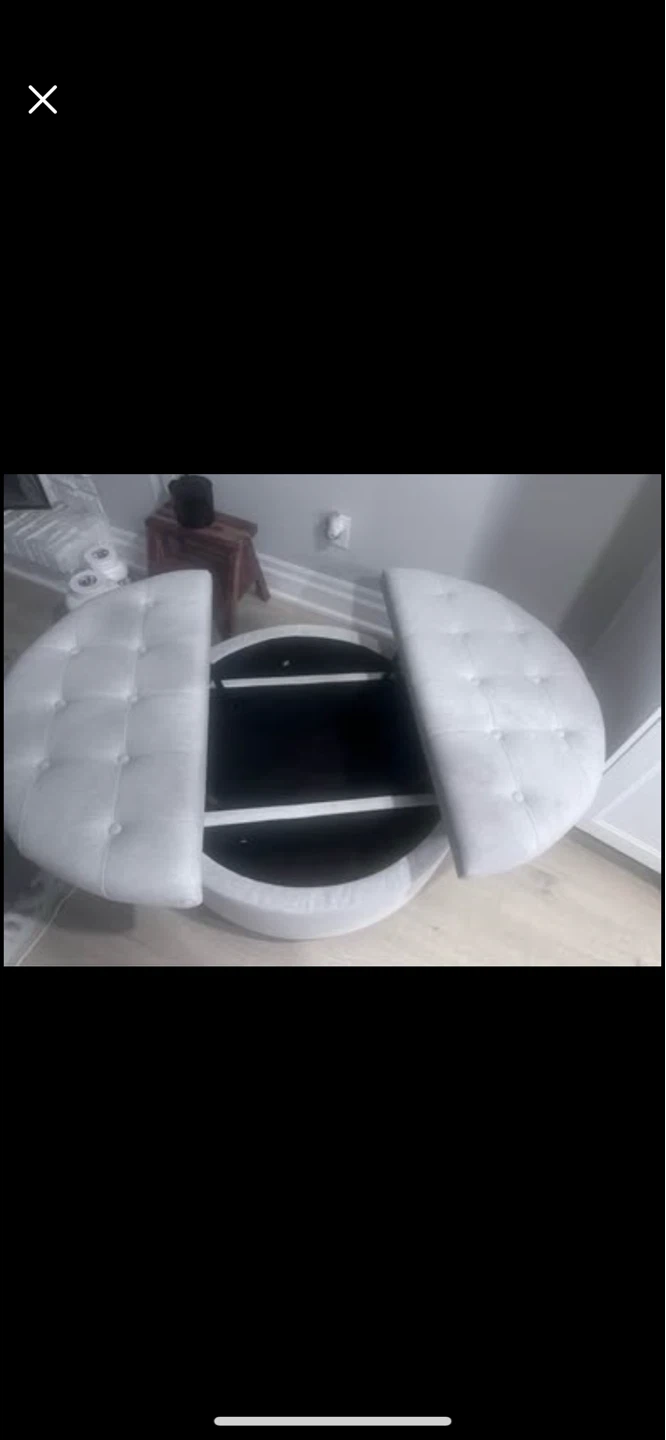 Round tufted ottoman with storage - photo 2