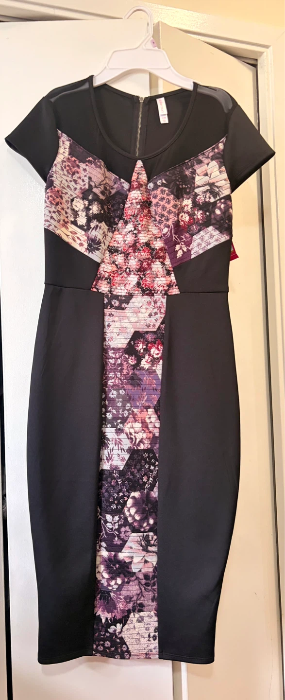 Xhilaration - Black Floral Print Sheath Dress