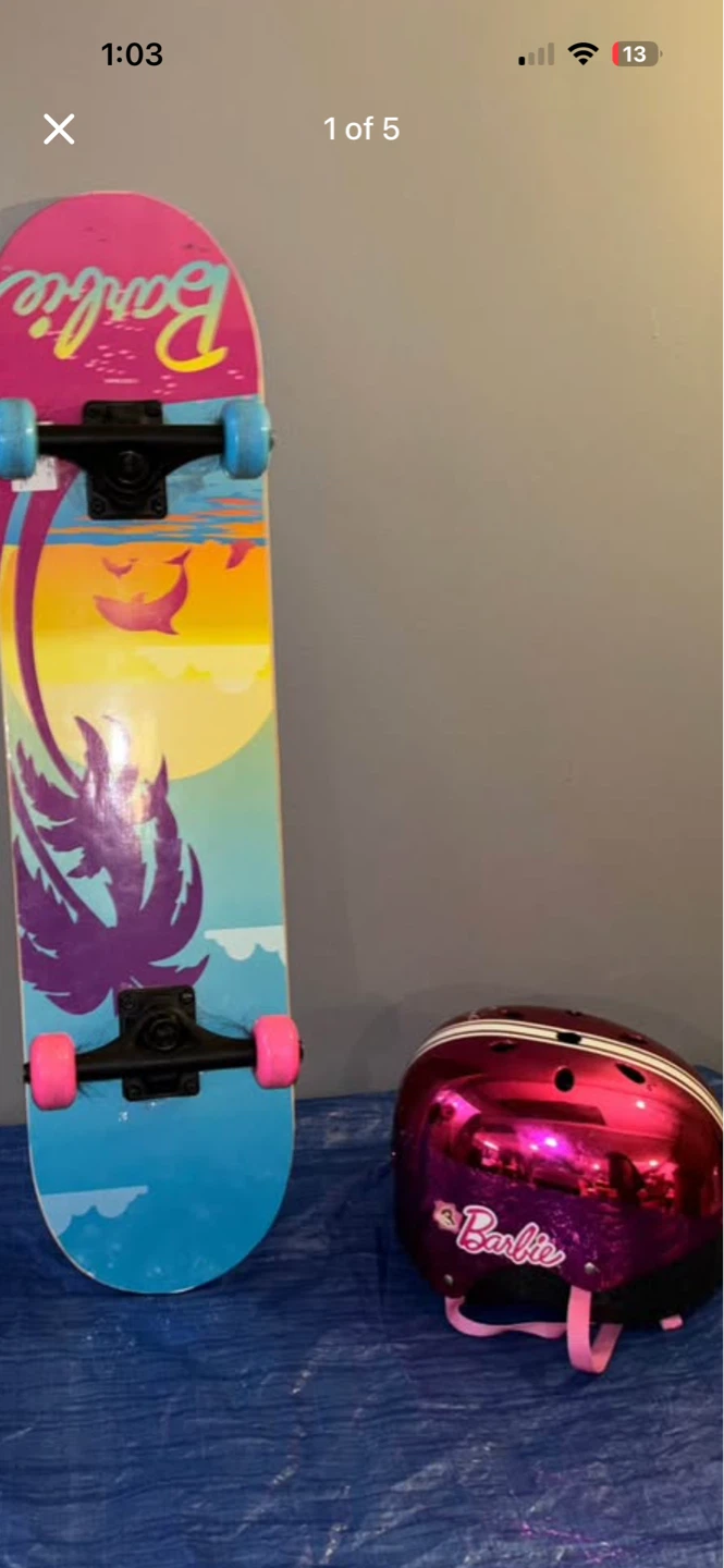Barbie Skateboard and Helmet Set