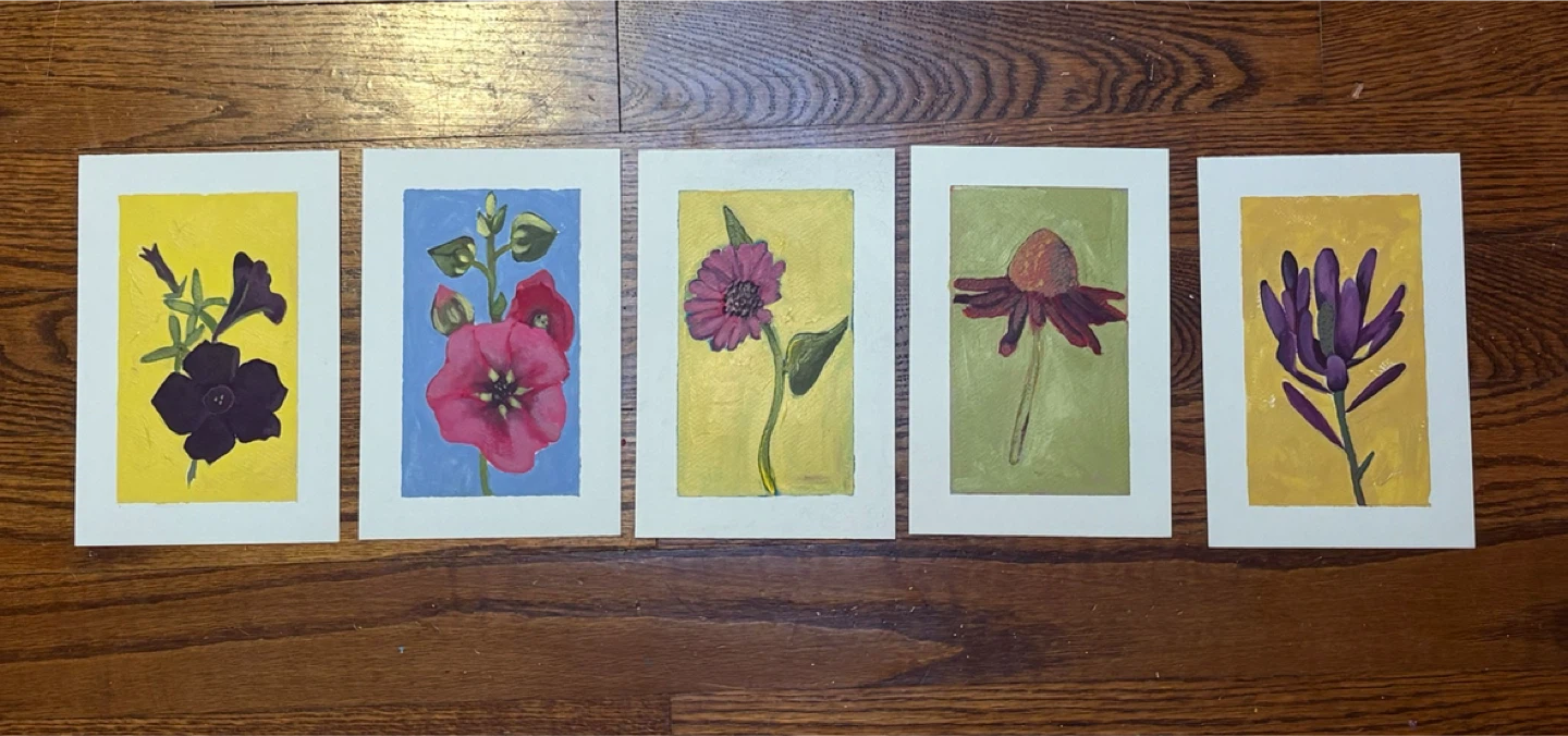 Floral Art Cards, Original Paintings, $8 each