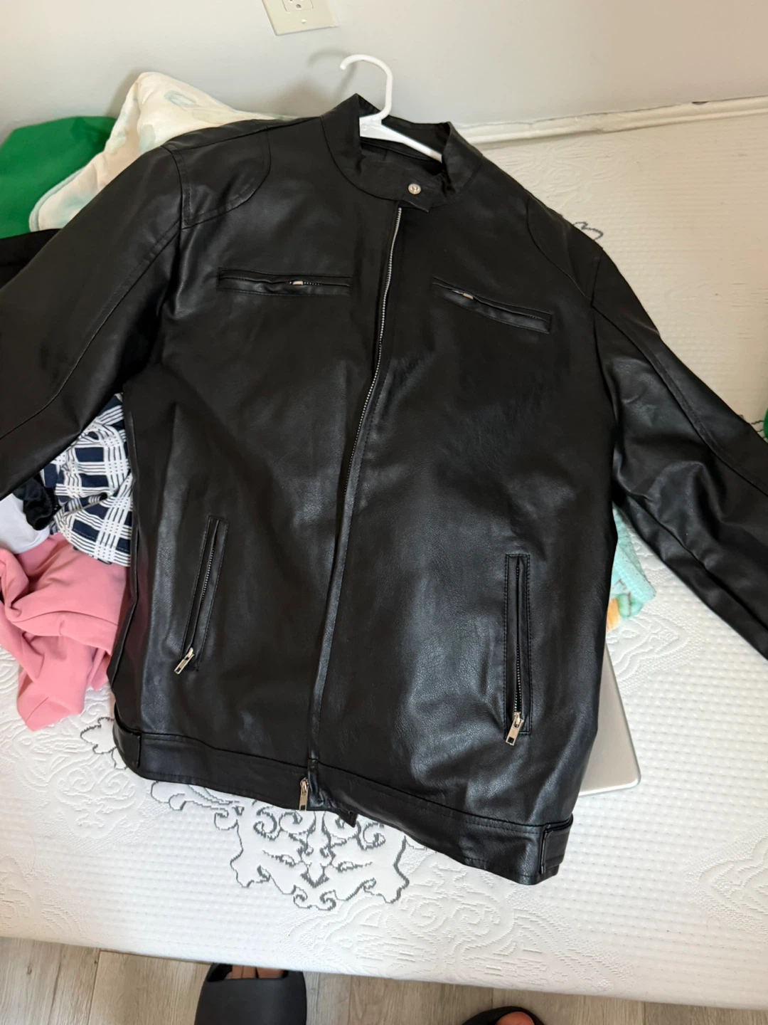 Black Faux Leather Moto Jacket - photo 2