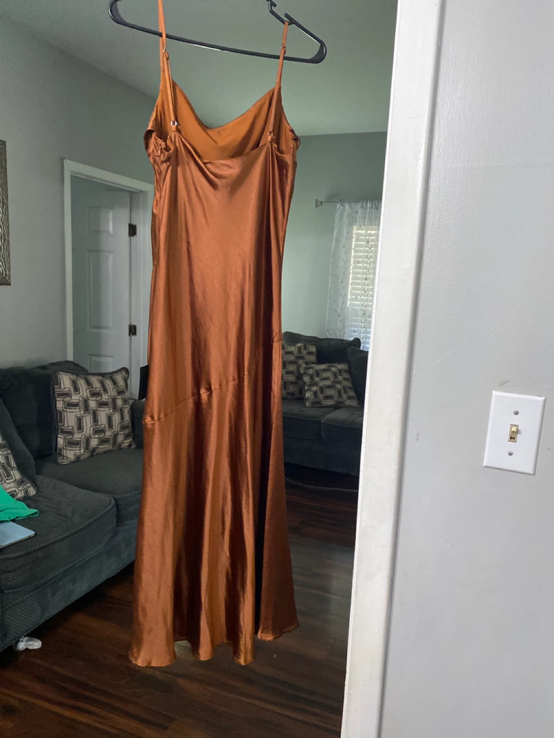 Lulus Satin Cowl Neck Maxi Dress Copper Size L - photo 3