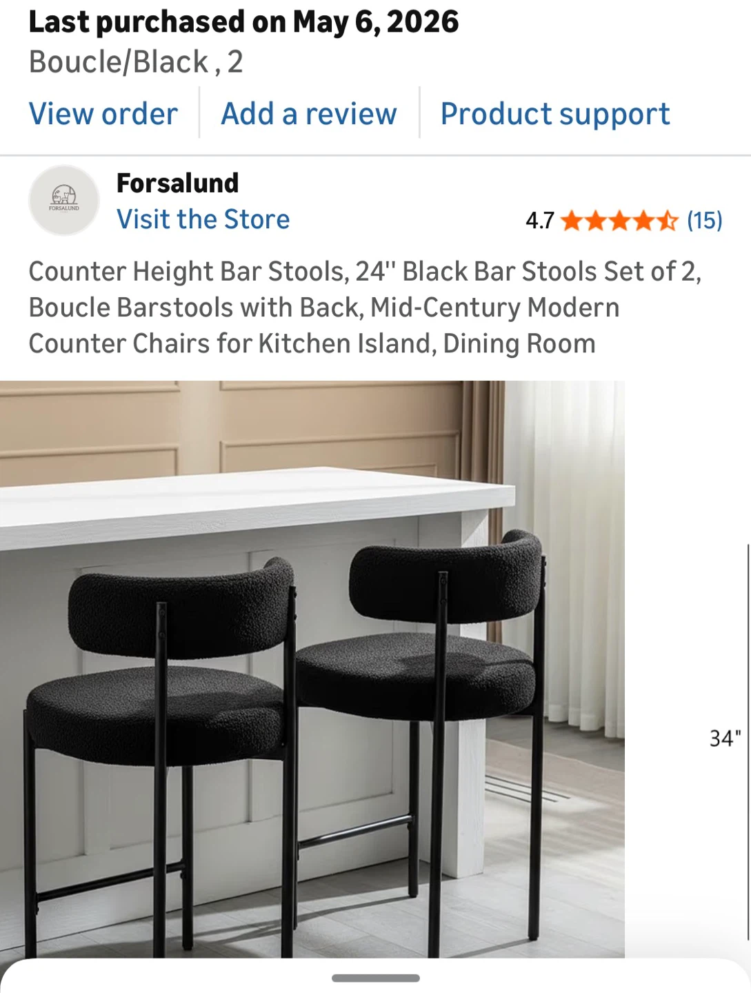 two brand new counter height, black chairs, solid