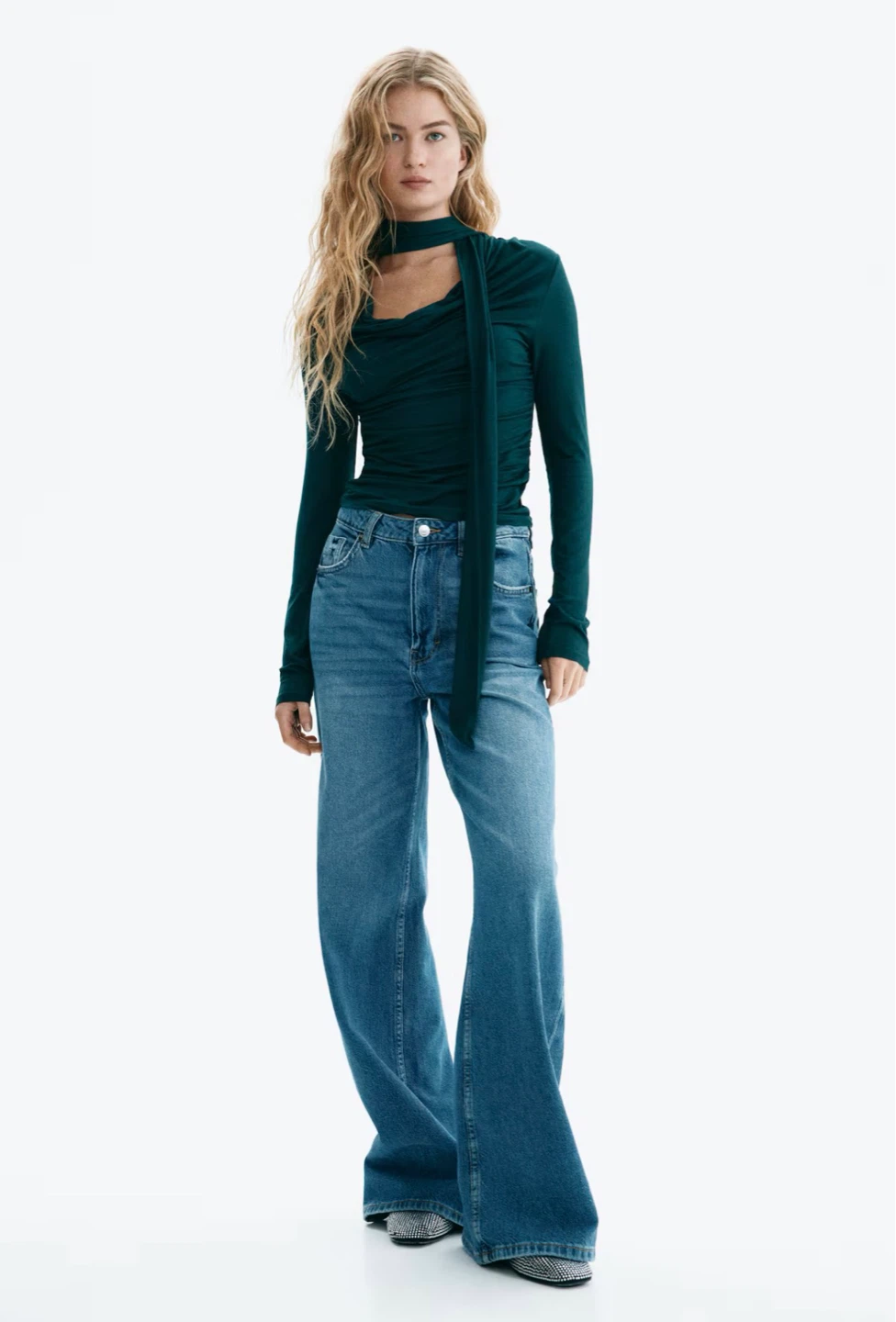 Free- Long Sleeve Top with Scarf Detail - photo 2