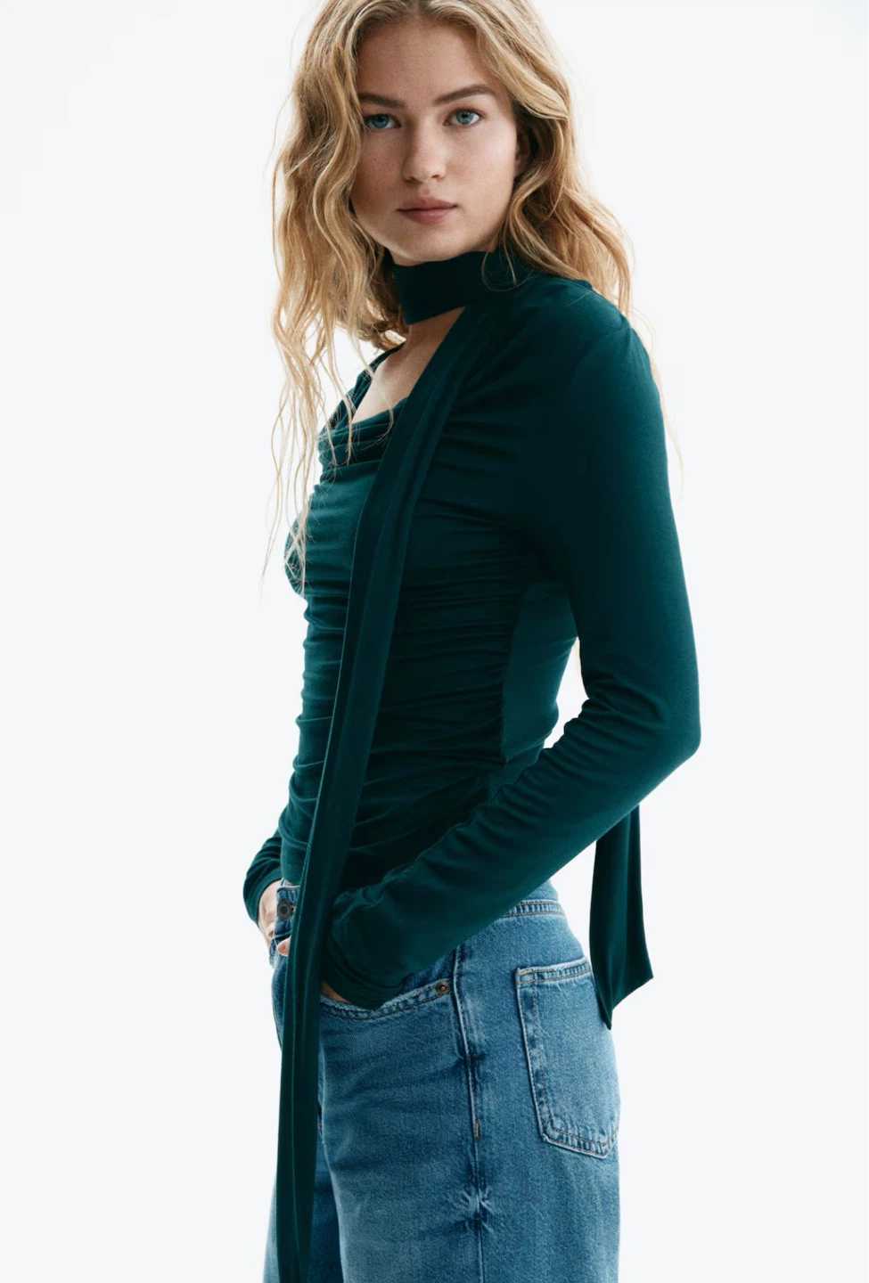 Free- Long Sleeve Top with Scarf Detail - photo 3