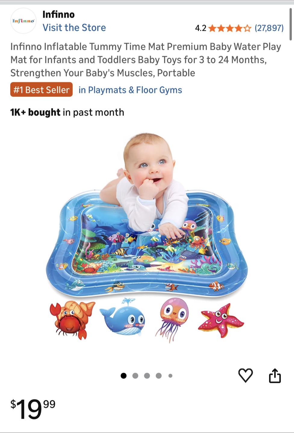 Infinno Inflatable Tummy Time Water Play Mat