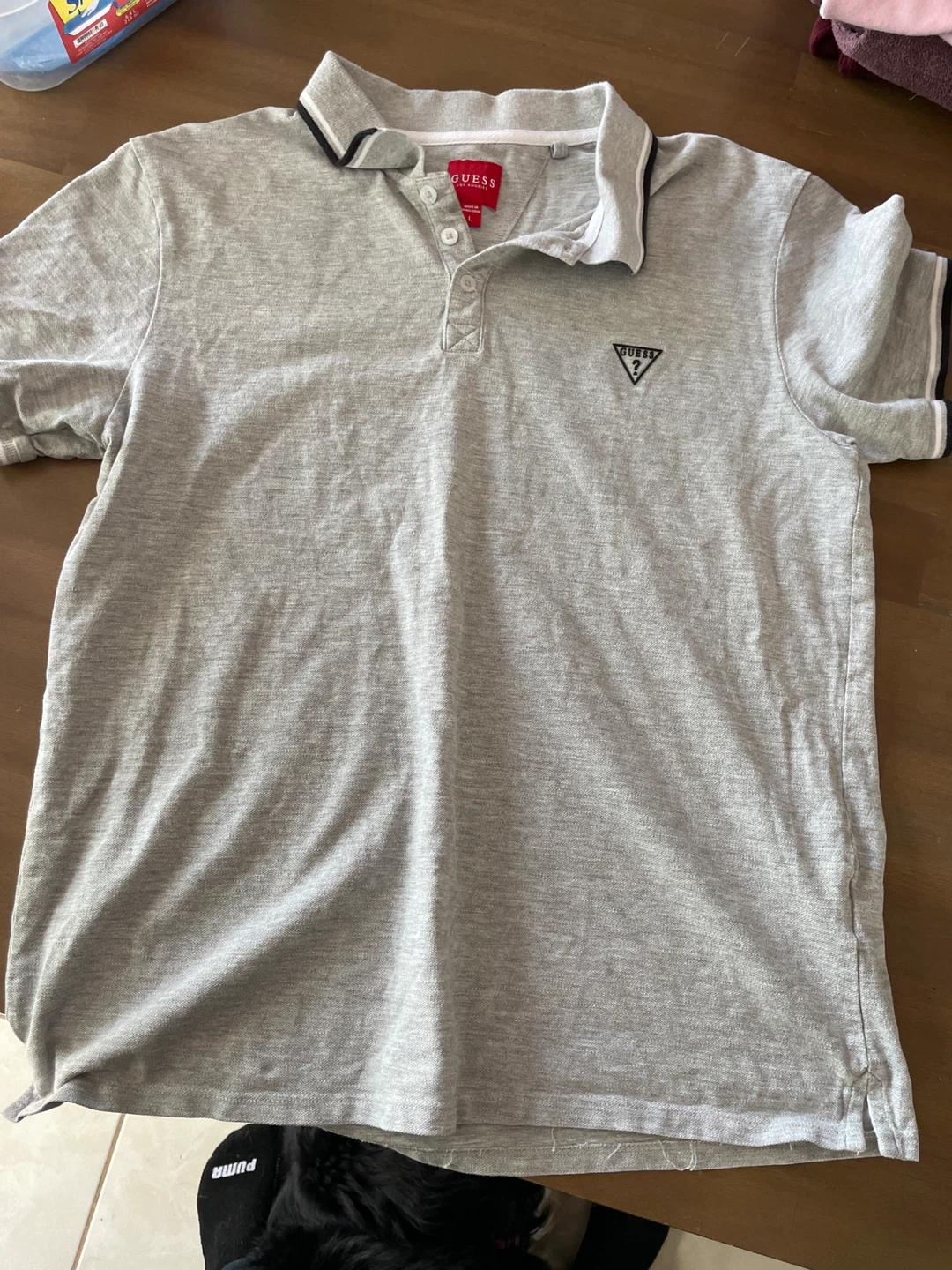 Grey Guess Polo Shirt - Size L