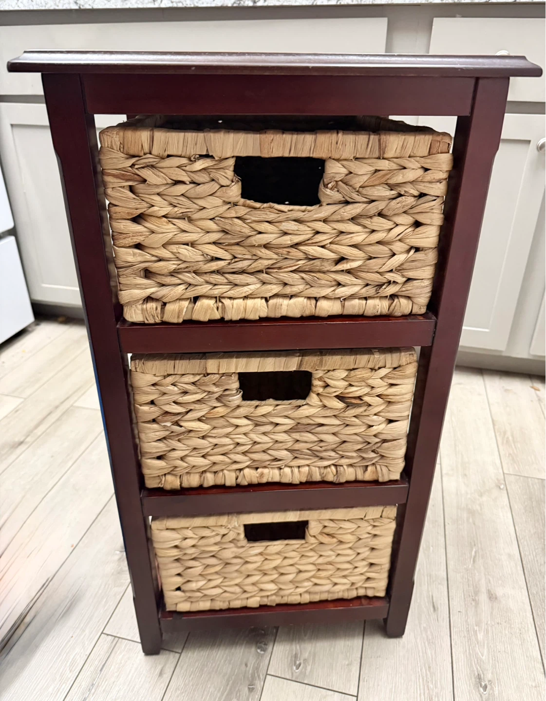 Office Star Seabrook 3 Tier Storage Unit with Wicker Baskets