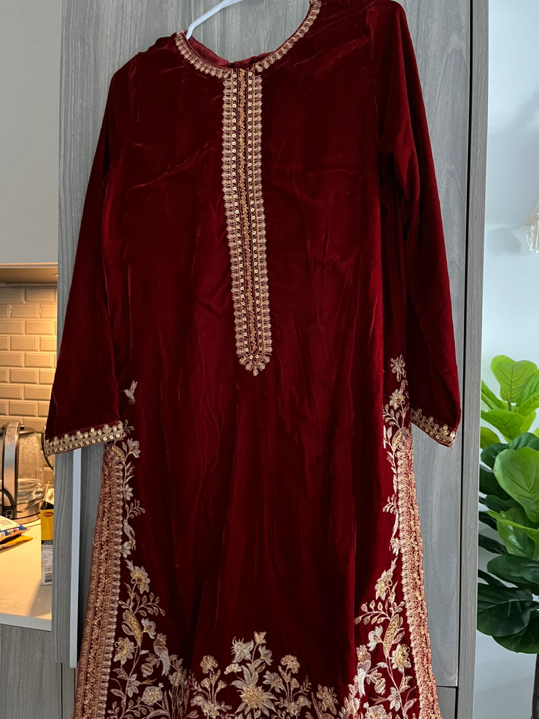 Khaadi Red Velvet Kurti Size 10