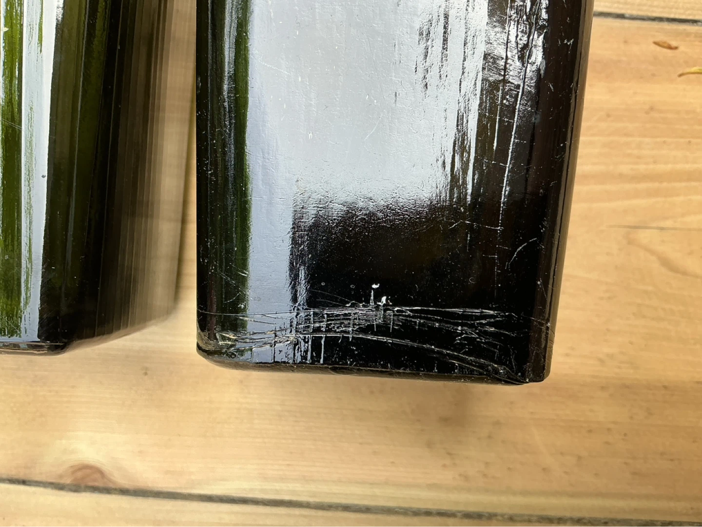 Pair of Antique Dark Green Glass Bottles ! - photo 5