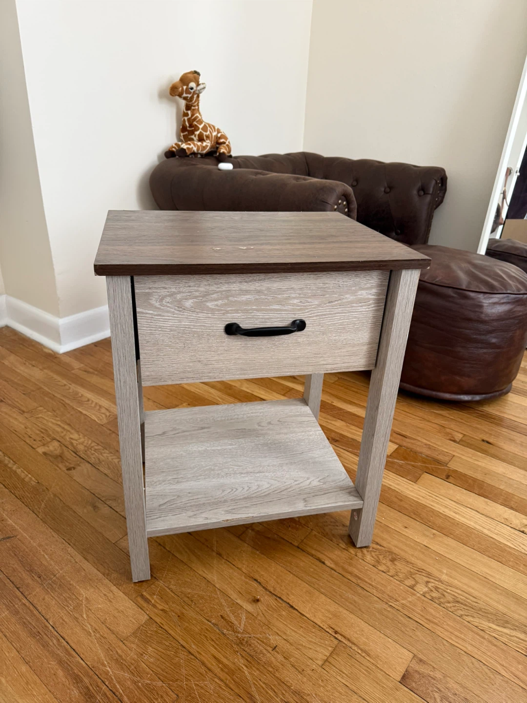 Wood Grain Nightstand with Drawer - photo 2