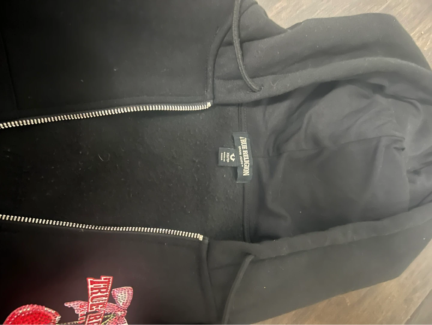 True Religion Black Cherry Rhinestone Zip-Up Hoodie - photo 2