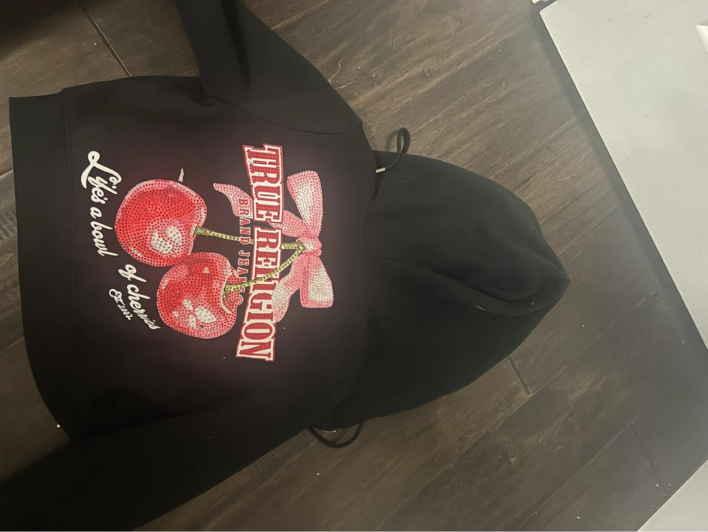 True Religion Black Cherry Rhinestone Zip-Up Hoodie - photo 3