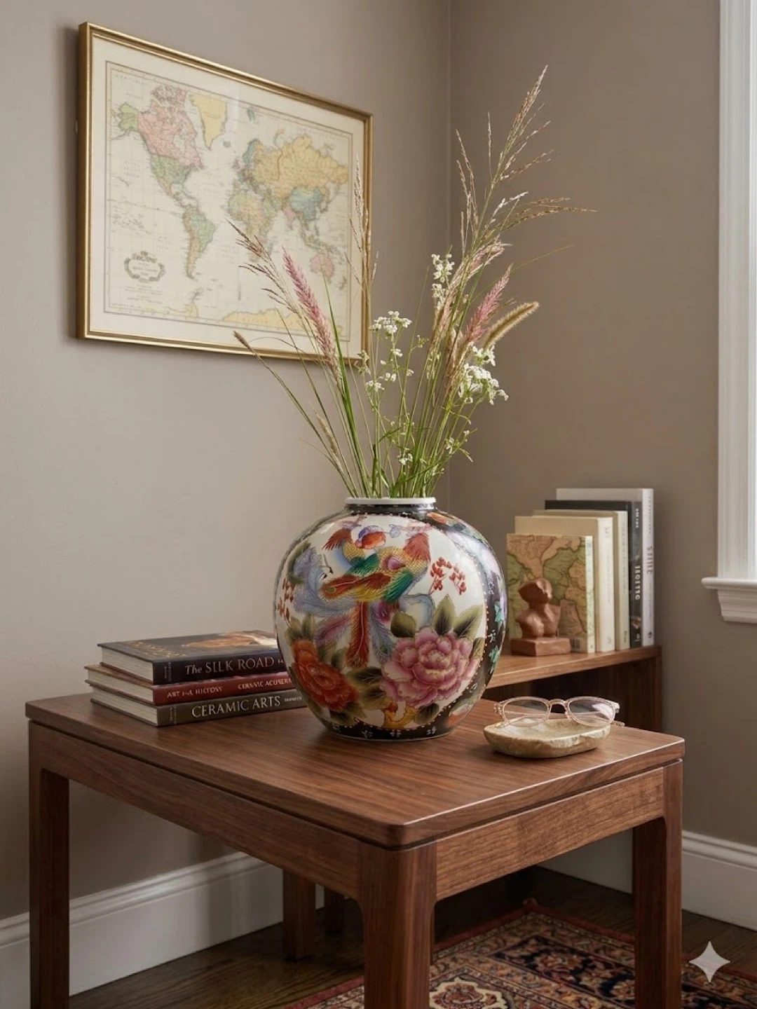 Vintage Chinoiserie Ceramic Phoenix🐦‍🔥& Flower Ginger Jar - photo 2
