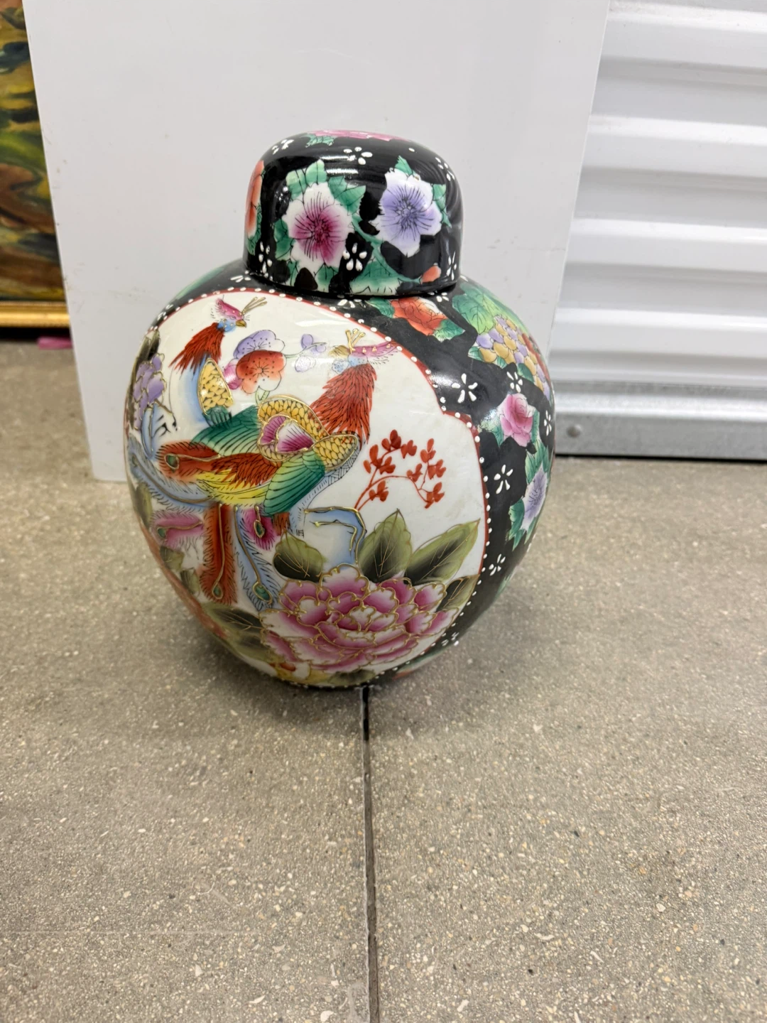 Vintage Chinoiserie Ceramic Phoenix🐦‍🔥& Flower Ginger Jar - photo 3