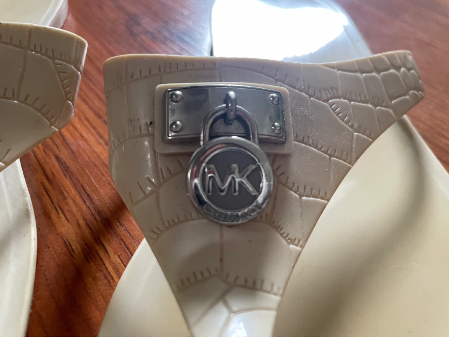 Michael Kors Women's Beige Sandals with Lock Detail