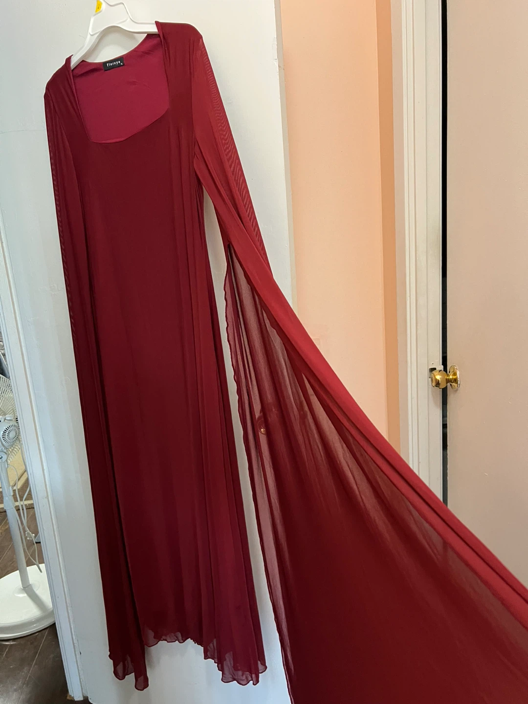 Fiesta Red Maxi Dress with Cape Sleeves - photo 2