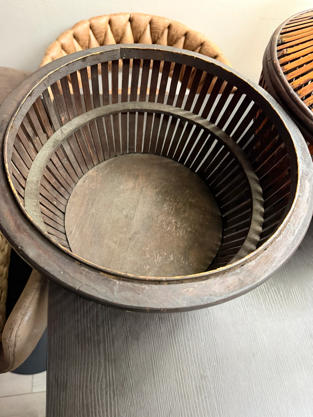 VTG Hand Crafted Lidded Bamboo Basket - photo 4