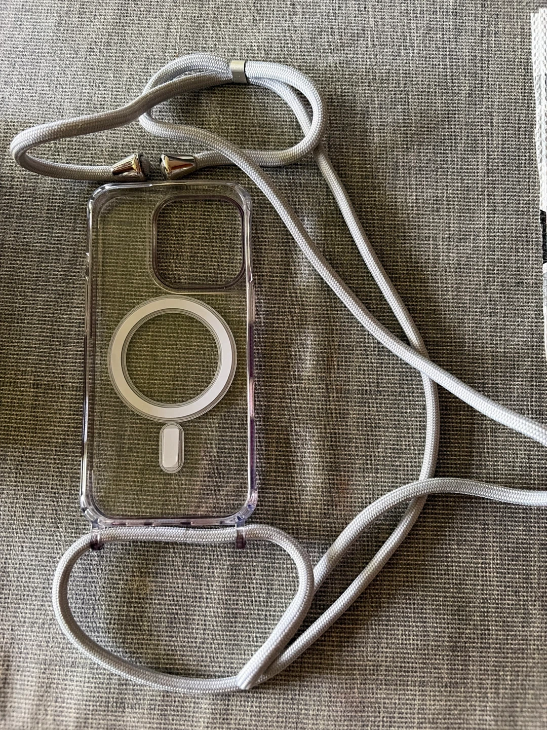 Clear iPhone 16 pro Case with Grey Lanyard