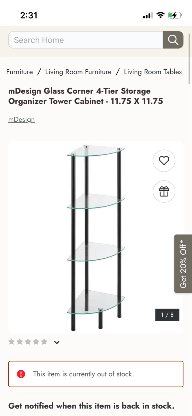 Glass Corner 4-Tier Storage Organizer Tower Cabinet - photo 3