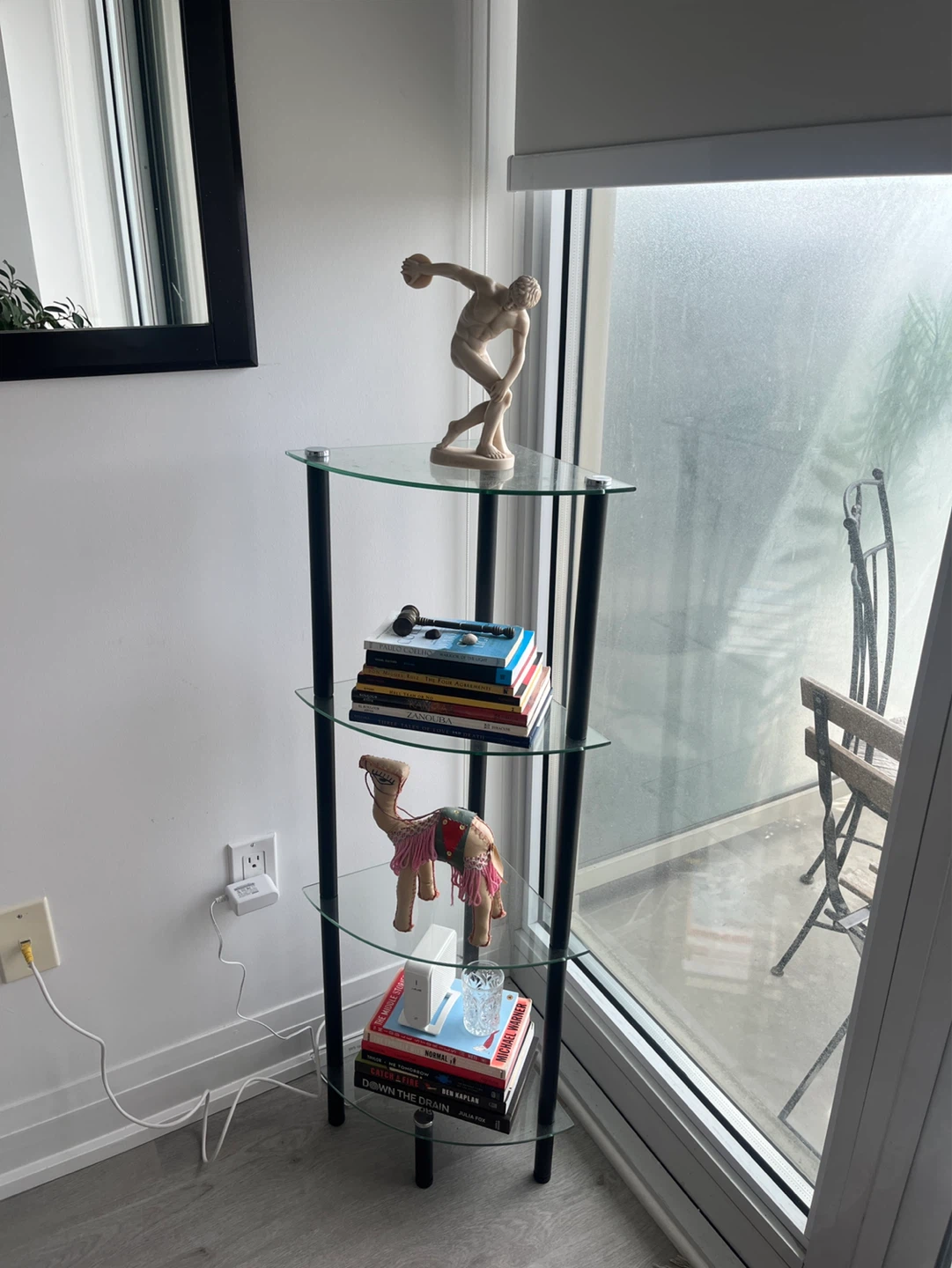 Glass Corner 4-Tier Storage Organizer Tower Cabinet