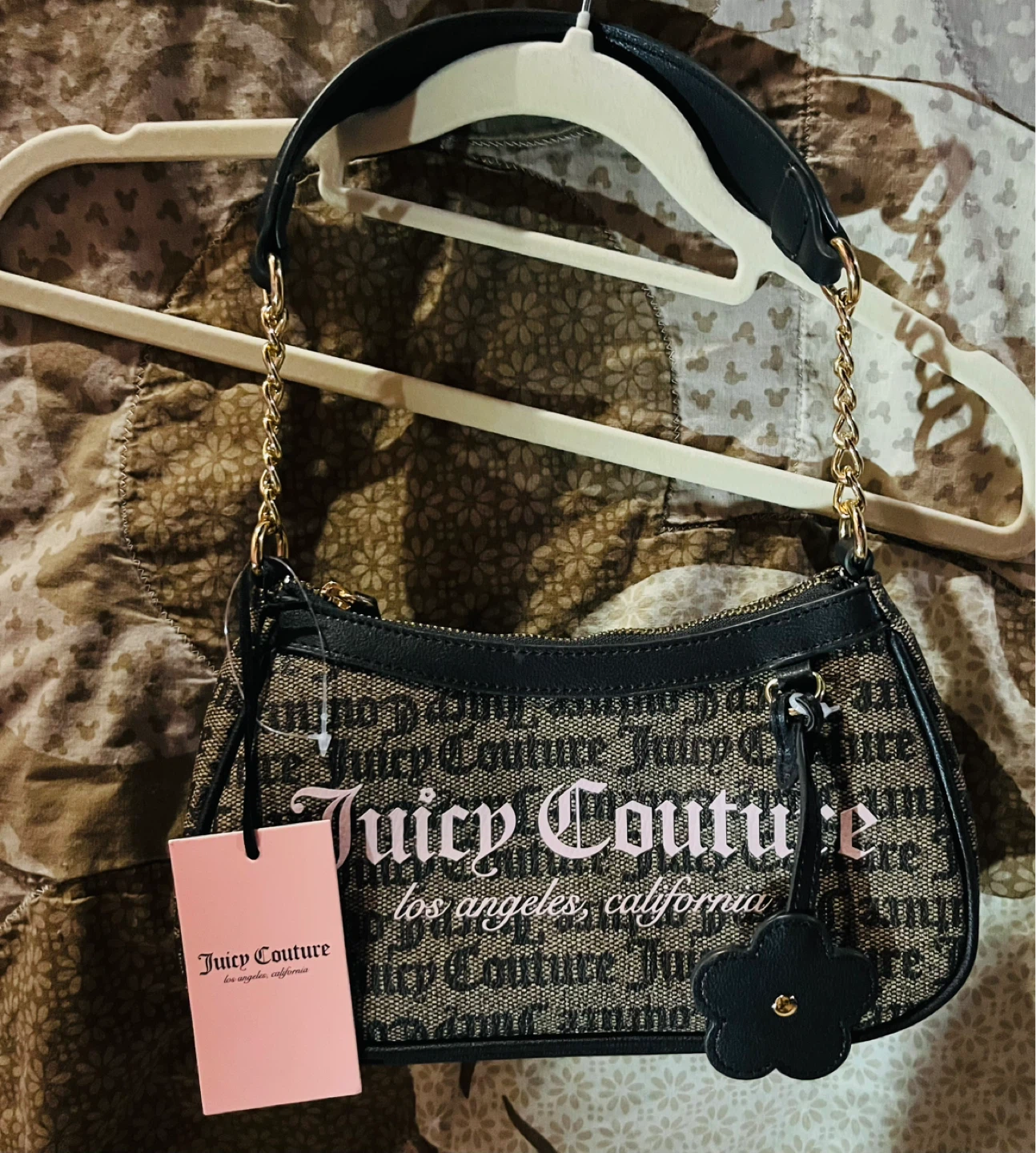 Juicy Couture Summer Garden Shoulder Bag Taupe Dark Brown