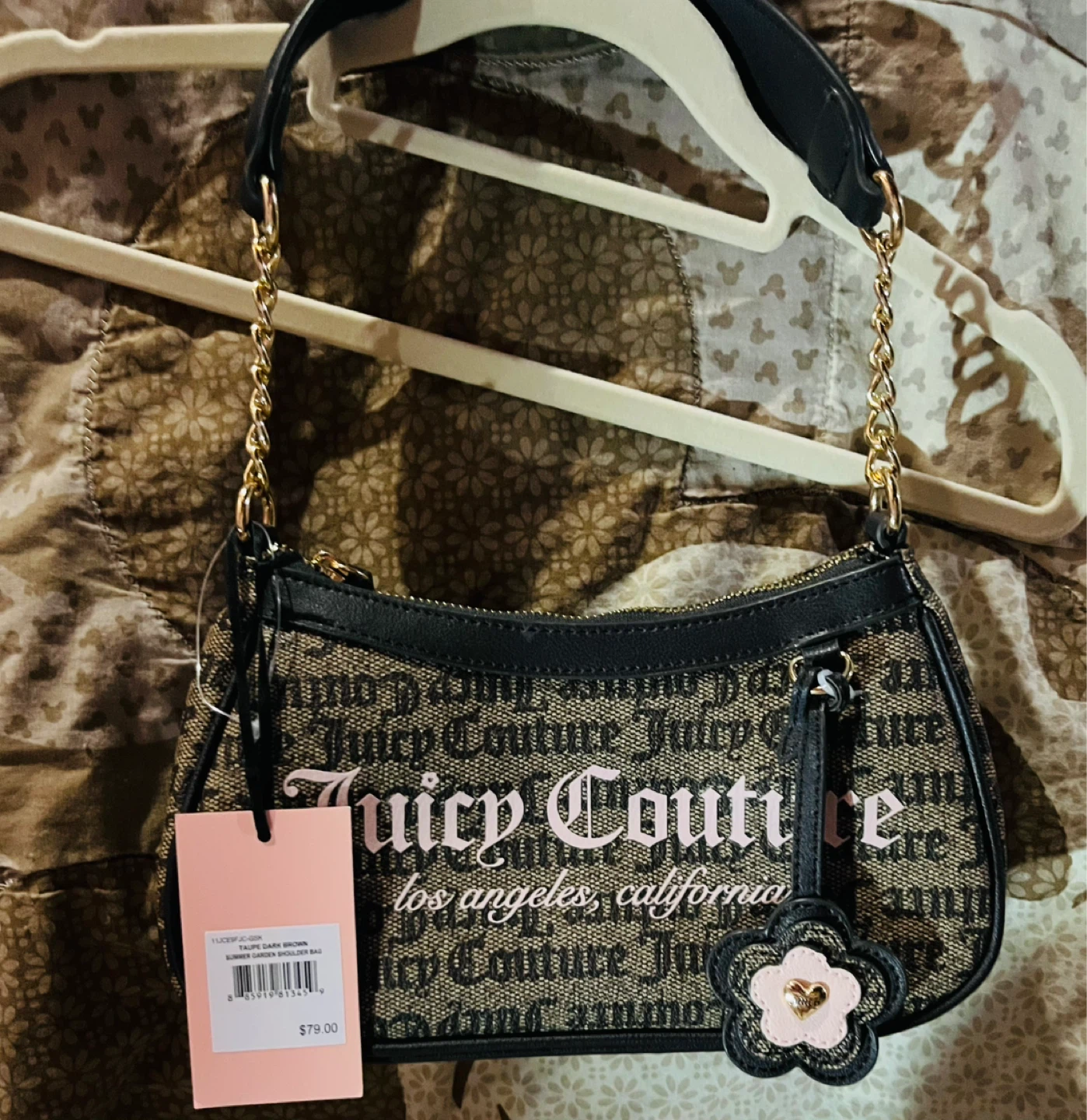 Juicy Couture Summer Garden Shoulder Bag Taupe Dark Brown - photo 3