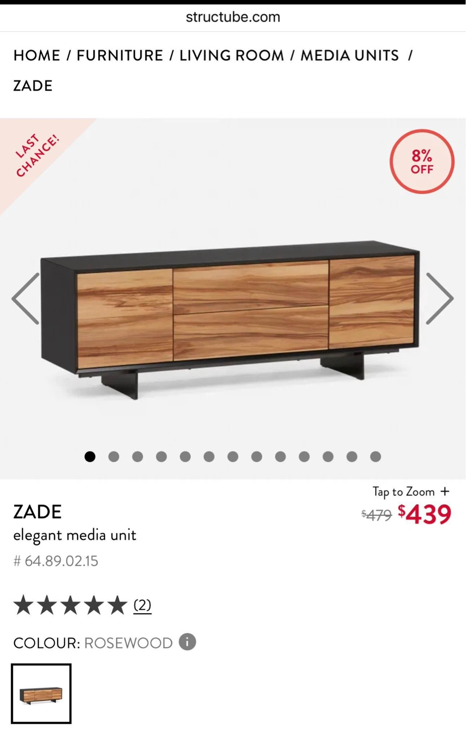 Structube ZADE Rosewood Media Unit - photo 4