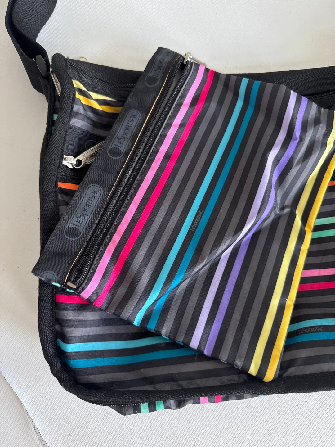 LeSportsac Striped Messenger Bag with Pouch - photo 2