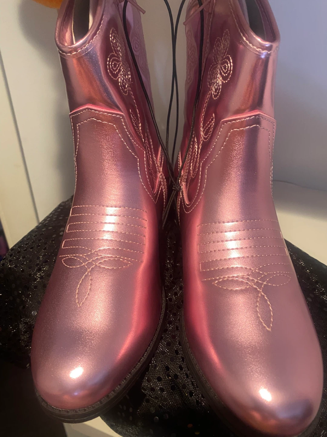 Toddler Girl's Pink Metallic Cowboy Boots Size 5 Medium - photo 4
