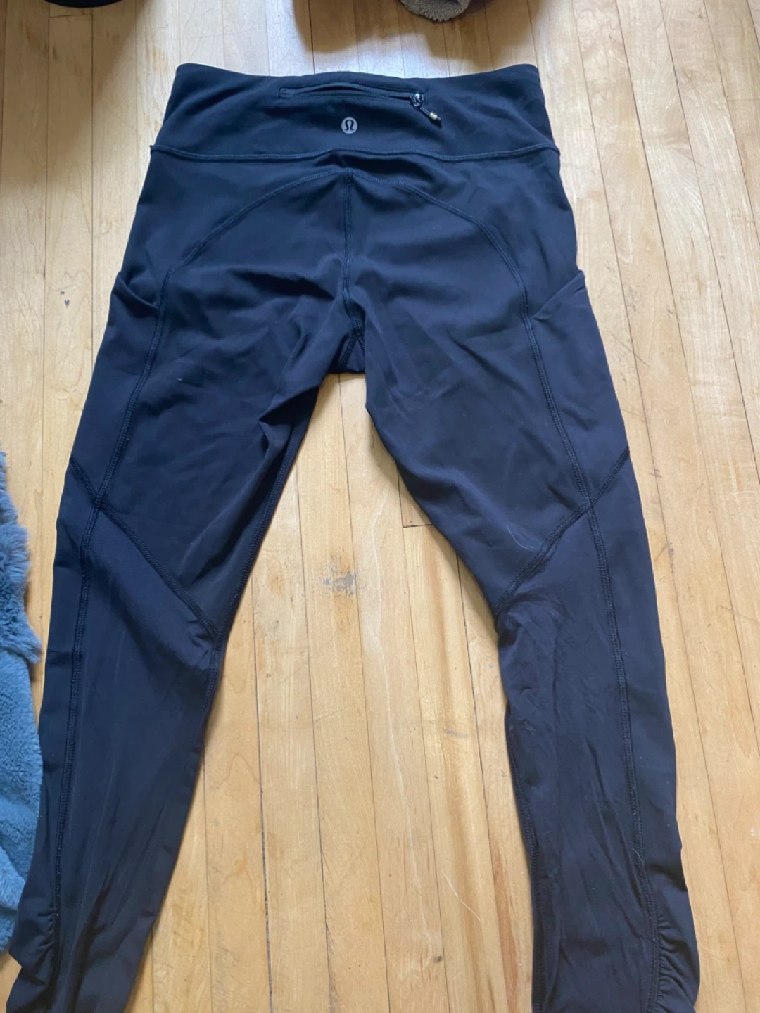 Lululemon Black Running Leggings with Ruched Ankle Detail