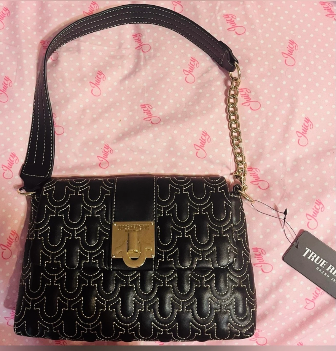 True Religion Black Quilted Shoulder Bag
