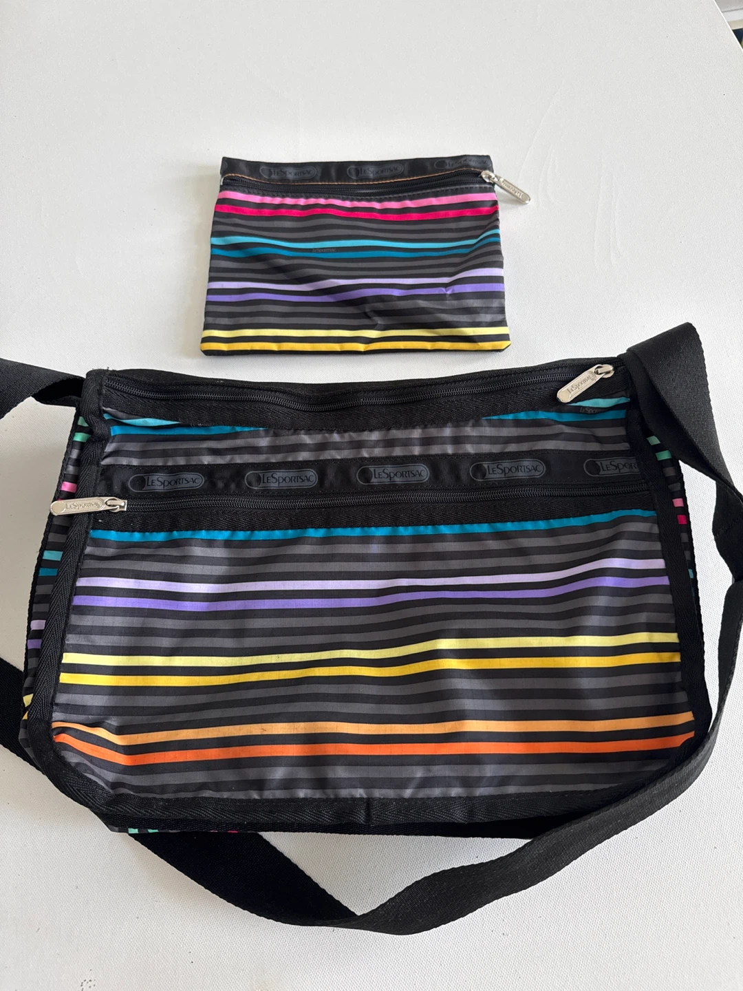 LeSportsac Striped Messenger Bag with Pouch - photo 5