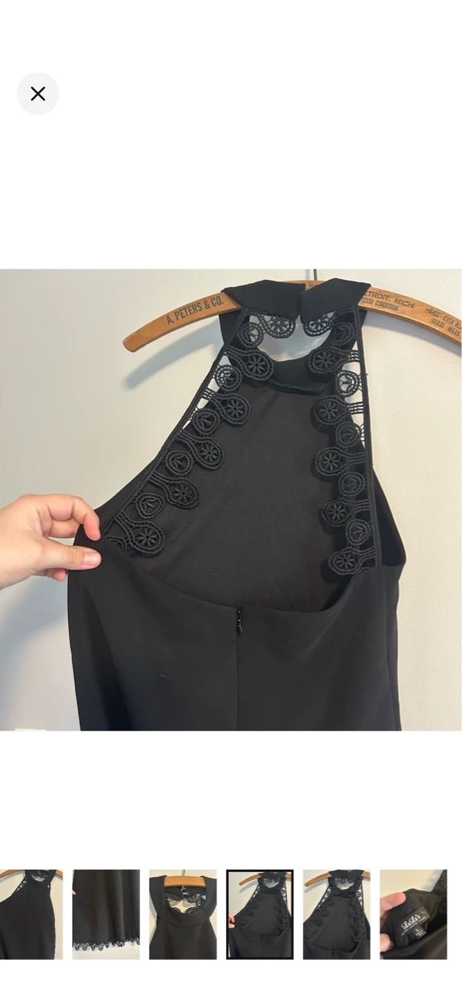 Black Halter Dress with Lace Trim - photo 5