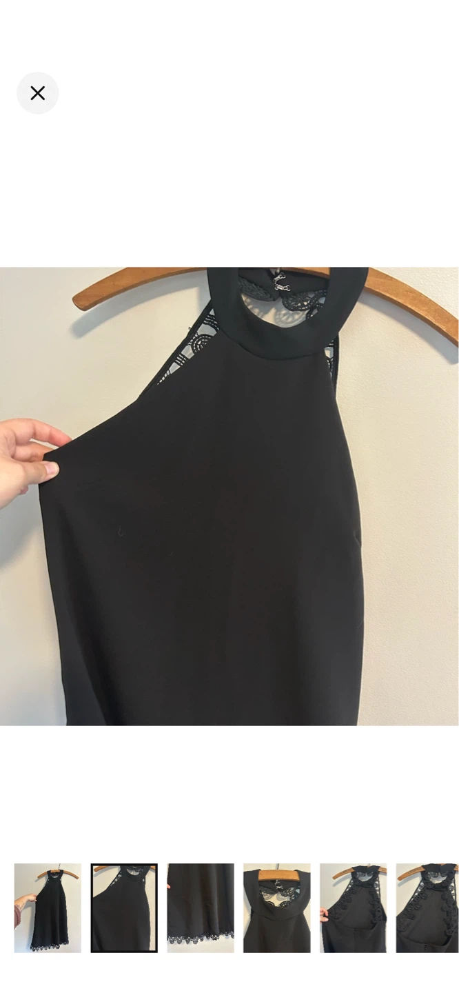 Black Halter Dress with Lace Trim - photo 2